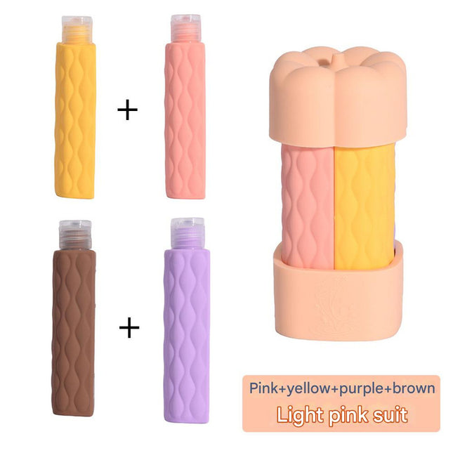 Light pink suit Silicone Travel Bottles Set (4 Pack, 60ml) - Leakproof Refillable & Squeezable.