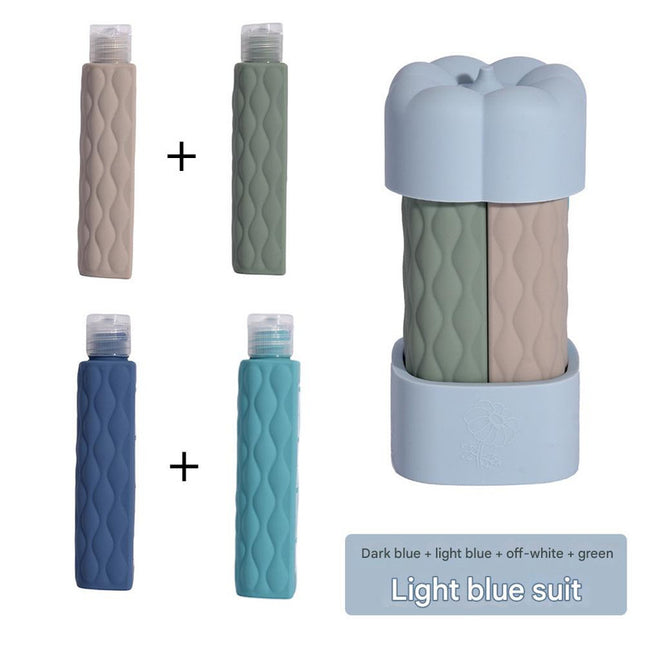 Light blue suit Silicone Travel Bottles Set (4 Pack, 60ml) - Leakproof Refillable & Squeezable.