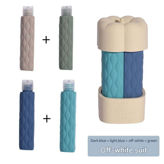 Beige suit Silicone Travel Bottles Set (4 Pack, 60ml) - Leakproof Refillable & Squeezable.