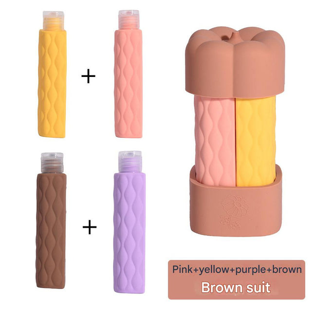 Brown suit Silicone Travel Bottles Set (4 Pack, 60ml) - Leakproof Refillable & Squeezable.