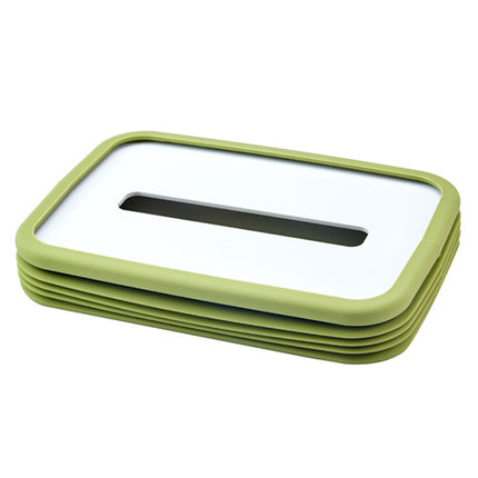 2-pcs Green Silicone Tissue Box Holder - Automatic Self-Lowering Dispenser.