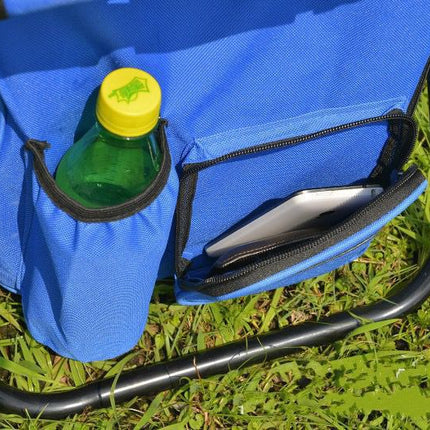 Blue Insulated Cooler Backpack Chair - Foldable Stool for Picnics & BBQ.