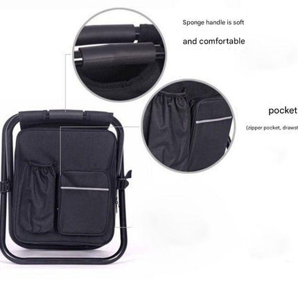 Camouflage Insulated Cooler Backpack Chair - Foldable Stool for Picnics & BBQ.