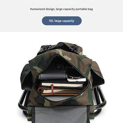 Folding Camo Backpack Stool - Portable Chair for Camping & Fishing.