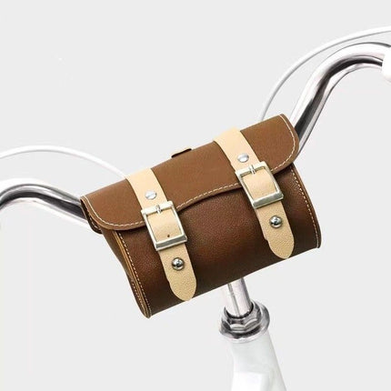 PU Leather Cycling Pouch - Retro Style for Bicycle Handlebars or Saddle.