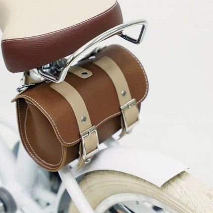 PU Leather Cycling Pouch - Retro Style for Bicycle Handlebars or Saddle.