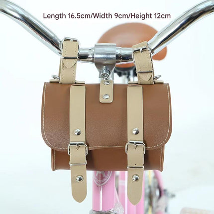 PU Leather Cycling Pouch - Retro Style for Bicycle Handlebars or Saddle.