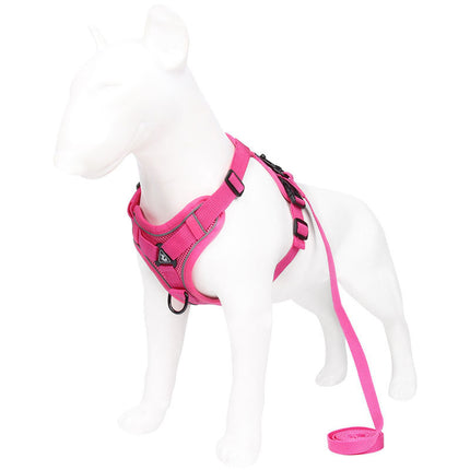 Grey Reflective Mesh Dog Harness and Leash Set - Adjustable No-Pull Vest - L.