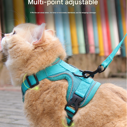 Grey Reflective Mesh Dog Harness and Leash Set - Adjustable No-Pull Vest - L.