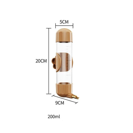 Brown Automatic Bird Water Feeder Bottle (200ml) - Leakproof No-Drip Dispenser for Parrots.
