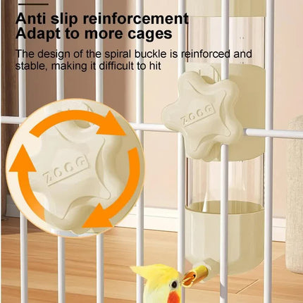 Brown Automatic Bird Water Feeder Bottle (200ml) - Leakproof No-Drip Dispenser for Parrots.