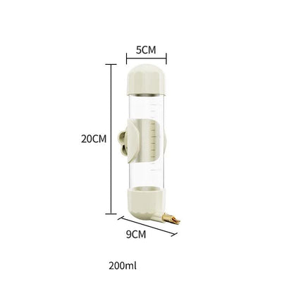 White Automatic Bird Water Feeder Bottle (200ml) - Leakproof No-Drip Dispenser for Parrots.