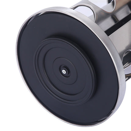 Modern stainless steel round rotating spice rack with 12 empty glass jars (88 ml each).