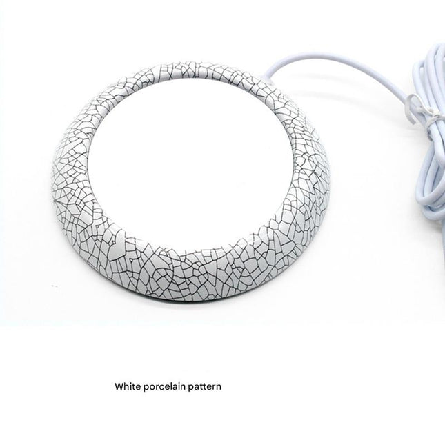USB Cup Heater - White Porcelain Electric Beverage Heater for Desk, Office and Home.