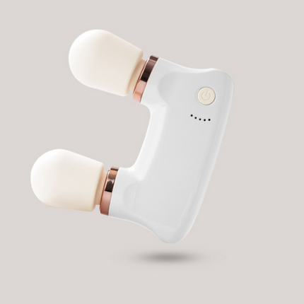 White Portable Dual Head Mini Massager - 5 Modes, Quiet Operation, USB-C Rechargeable.