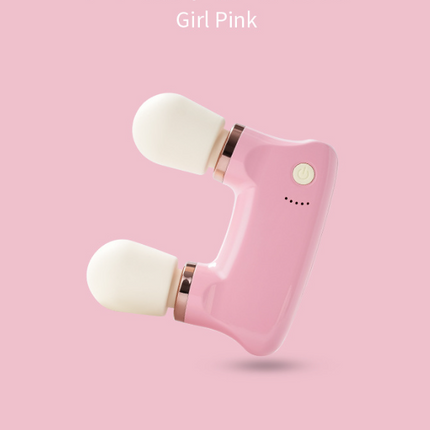 Pink Portable Dual Head Mini Massager - 5 Modes, Quiet Operation, USB-C Rechargeable.