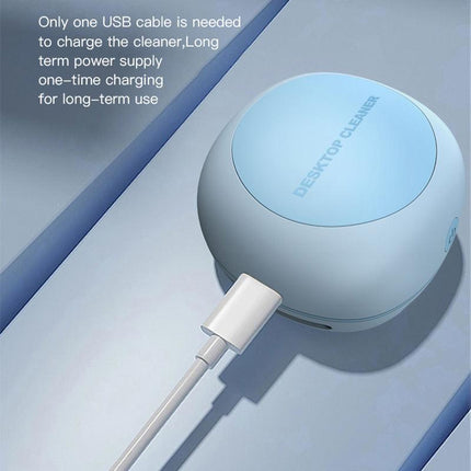 Blue Cordless Tabletop Crumb Sweeper - USB Rechargeable Mini Vacuum for Desk.