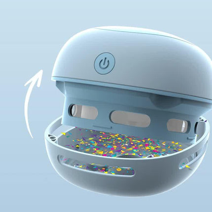Blue Cordless Tabletop Crumb Sweeper - USB Rechargeable Mini Vacuum for Desk.