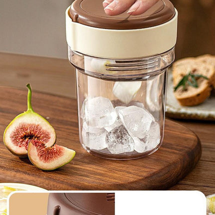 2-in-1 Ice Cube Maker Tumbler - Portable Cup with Integrated Silicone Ice Tray & Lid (1 cup + 3 ice tray).