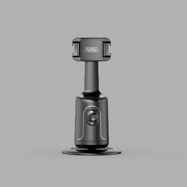 Black AI Smart Auto Tracking Phone Holder - 360° Rotation Face & Body Tracking Mount.