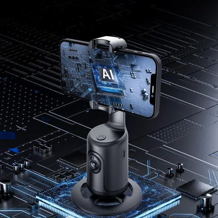 Pink AI Smart Auto Tracking Phone Holder - 360° Rotation Face & Body Tracking Mount.
