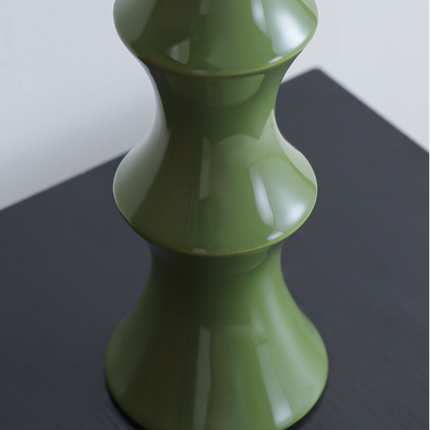 Glossy GreenCeramic Vase - Unique Bamboo-Look Design (25.5x9x7cm).