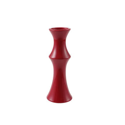 Glossy Red Ceramic Vase - Unique Bamboo-Look Design (20x8x5.5cm).