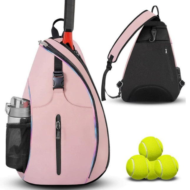 Pink Tennis Pickleball Sling Bag - Crossbody Racket Backpack for Men & Women (33x14x49cm).