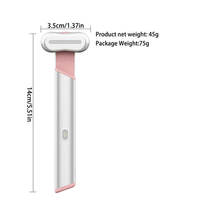 Rose Gold Electric Eye Massager Pen with Red & Blue Light Therapy - Heated Vibration Wand.
