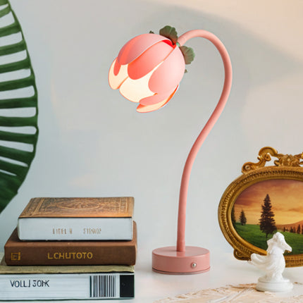 Pink LED Tulip Desk Lamp - Flexible Gooseneck, Decorative Flower Table Light.