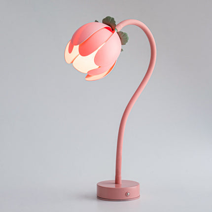 Pink LED Tulip Desk Lamp - Flexible Gooseneck, Decorative Flower Table Light.