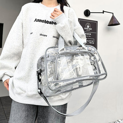 Silver transparent Multi-Purpose Clear PVC Bag - Travel, Fitness, Storage Tote (42x26x15cm).