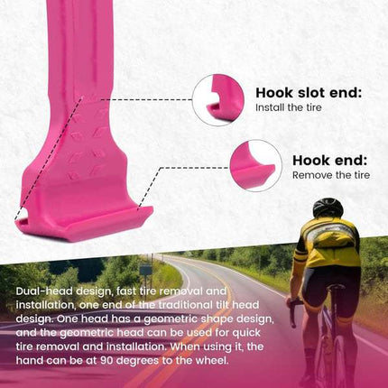 Pink Easy-to-use bicycle tire levers (one pair) - quick tire removal and installation tool.