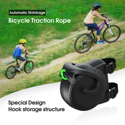 Bike Tow Strap with Automatic Shrinkage - Parent-Child Cycling Assist Rope (450lbs Capacity).