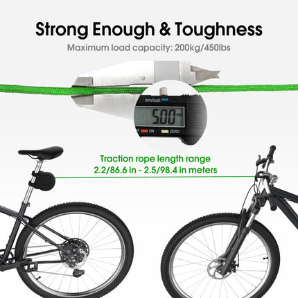 Bike Tow Strap with Automatic Shrinkage - Parent-Child Cycling Assist Rope (450lbs Capacity).
