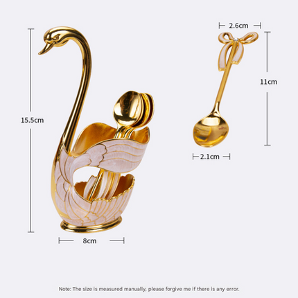 Elegant Swan Base Spoon Holder Set with 6 Coffee/Dessert Spoons(Silver spoon).