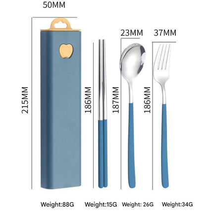 2 - pcs Dark blue Reusable Travel Utensil Set with Case - 304 Stainless Steel Spoon, Fork & Chopsticks.