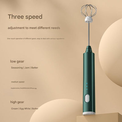 Green Cordless Egg Beater & Cream Whipper - USB Powered Hand Mixer(Balloon Head).