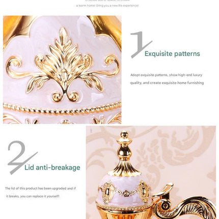 Elegant Gold Metal Serving Set - Decanter, 6 Cups, Tray (Copper+Red).