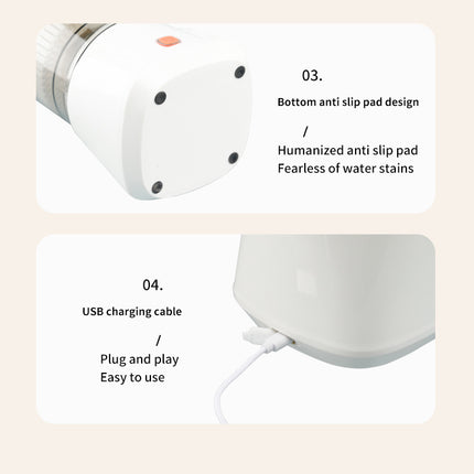 White Electric Citrus Juicer Press - Portable, Large Caliber, One-Click Operation(3.7v 1500 mAh battery).