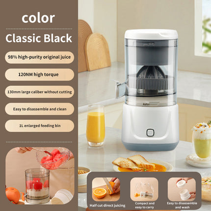 Gray Electric Citrus Juicer Press - Portable, Large Caliber, One-Click Operation(3.7v 1500 mAh battery).