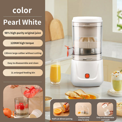 White Electric Citrus Juicer Press - Portable, Large Caliber, One-Click Operation(7.4v1600mAh battery).