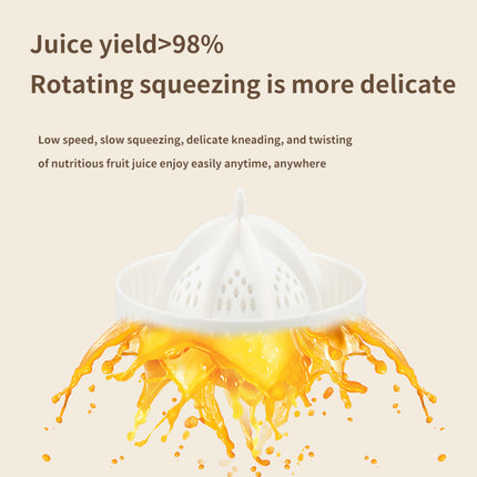 White Electric Citrus Juicer Press - Portable, Large Caliber, One-Click Operation(7.4v1600mAh battery).