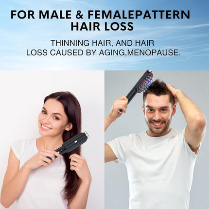 Green Vibrating Scalp Massager Comb - LED Therapy & Oil Infuser for Hair Growth.