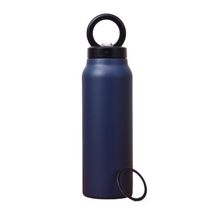 Stainless Steel Insulated Water Bottle with Integrated Magnetic Phone Stand - Blue (32oz).