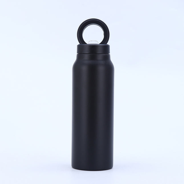 Stainless Steel Insulated Water Bottle with Integrated Magnetic Phone Stand - Black (32oz).