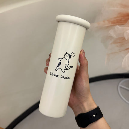 Mini Insulated Coffee Cup - 316 Stainless Steel, Portable & Stylish - White Kitten (300ml).