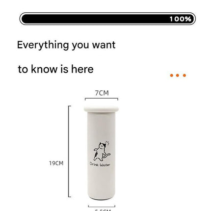 Mini Insulated Coffee Cup - 316 Stainless Steel, Portable & Stylish - White Kitten (300ml).