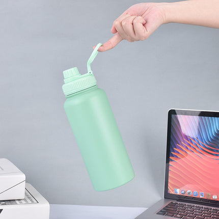 Green Portable Travel Thermos Bottle - Leakproof Stainless Steel Flask with Carry Handle (22oz - 660ml).