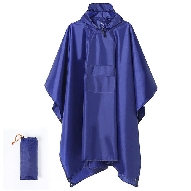 Blue Portable Outdoor Camping Poncho - Can be used as Raincoat, Tarp, Ground Cover.